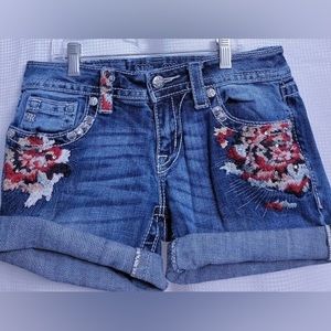 Miss Me embroidered shorts.